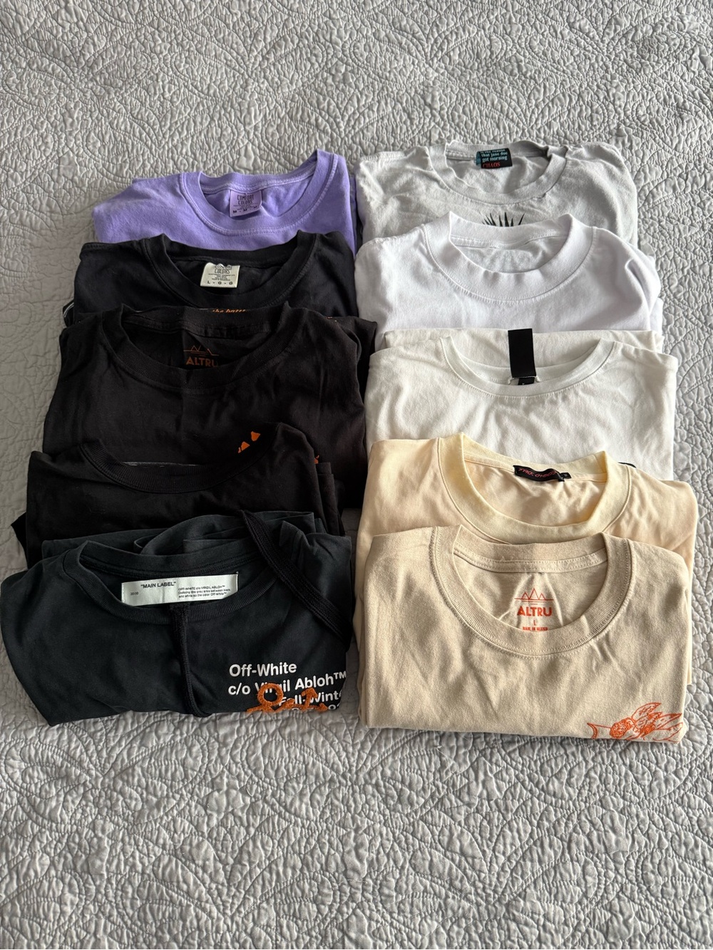 Lot of 10 Assorted T-Shirts including Virgil Abloh. Sizes S-L.